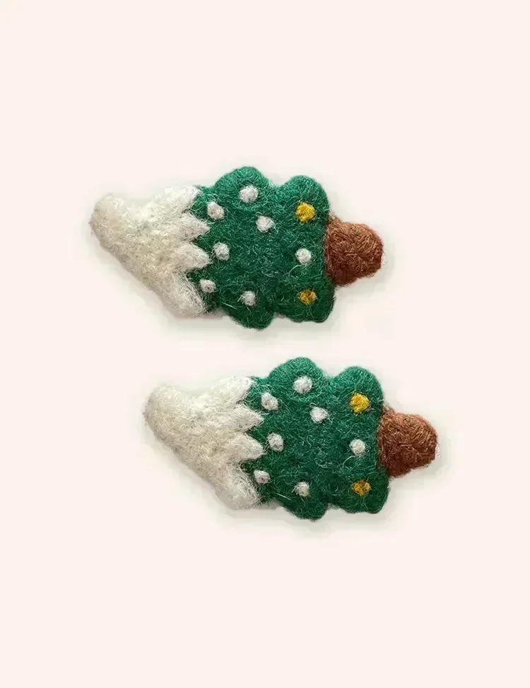2PCS Christmas Wool Felt Cute Hairpins - Image 2