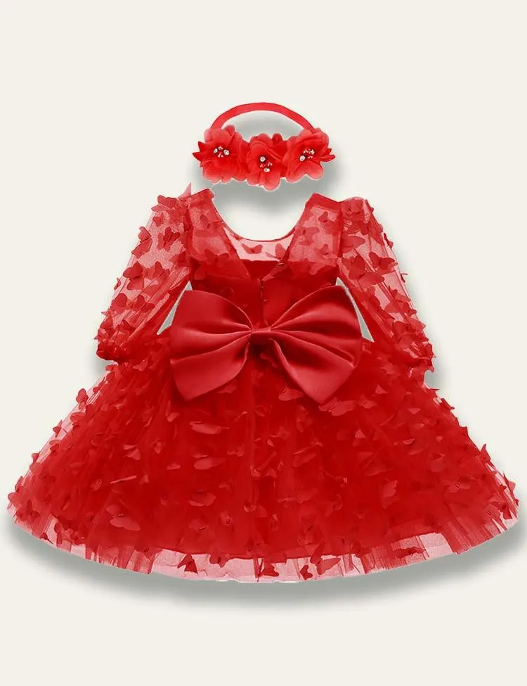 3D Floral Bow Fluffy Dress - Image 3