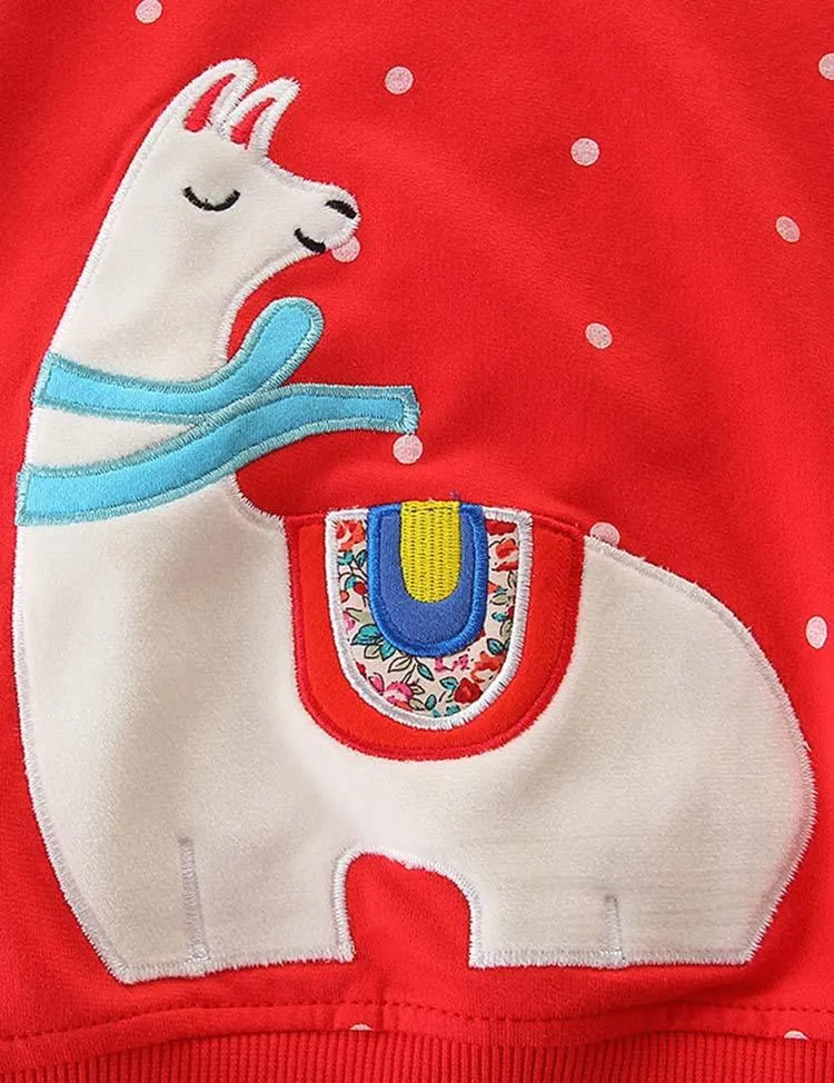 Alpaca Appliqué Polka Dot Sweatshirt - Image 3