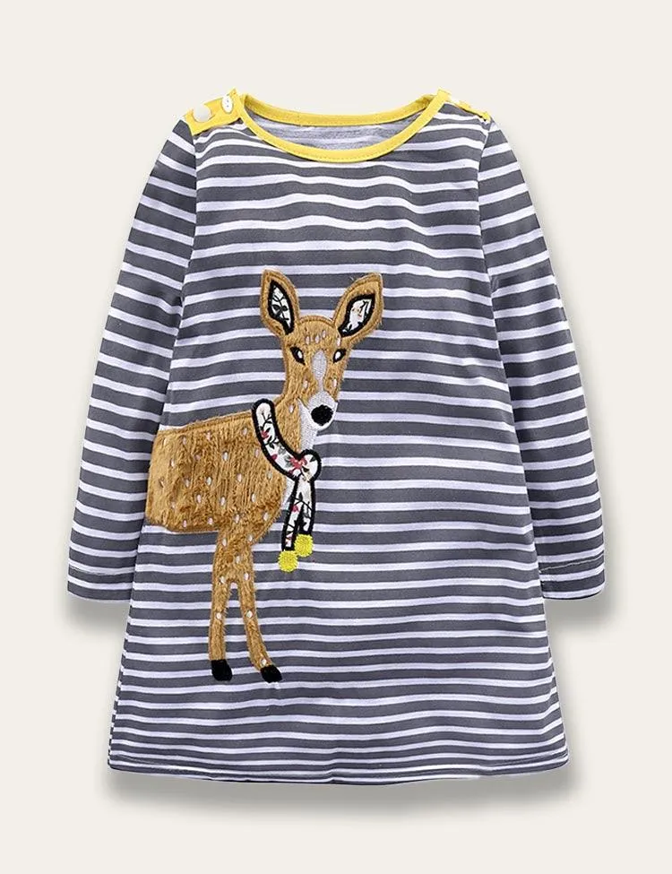 Animal Appliqué Stripe Dress - Image 4