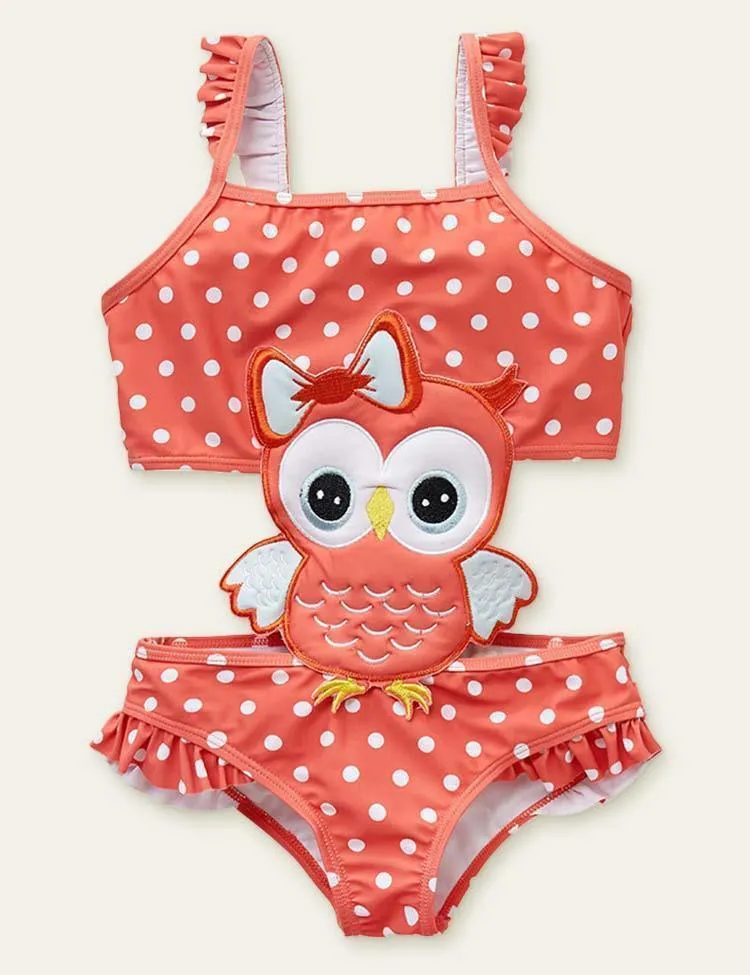 Animal Cute Appliqué One-Piece Swimsuit - Image 2