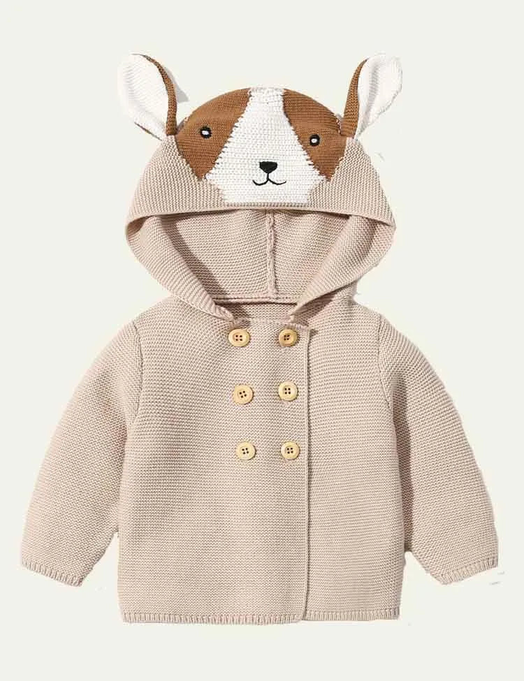 Animal-Shaped Knitted Hooded Jacket