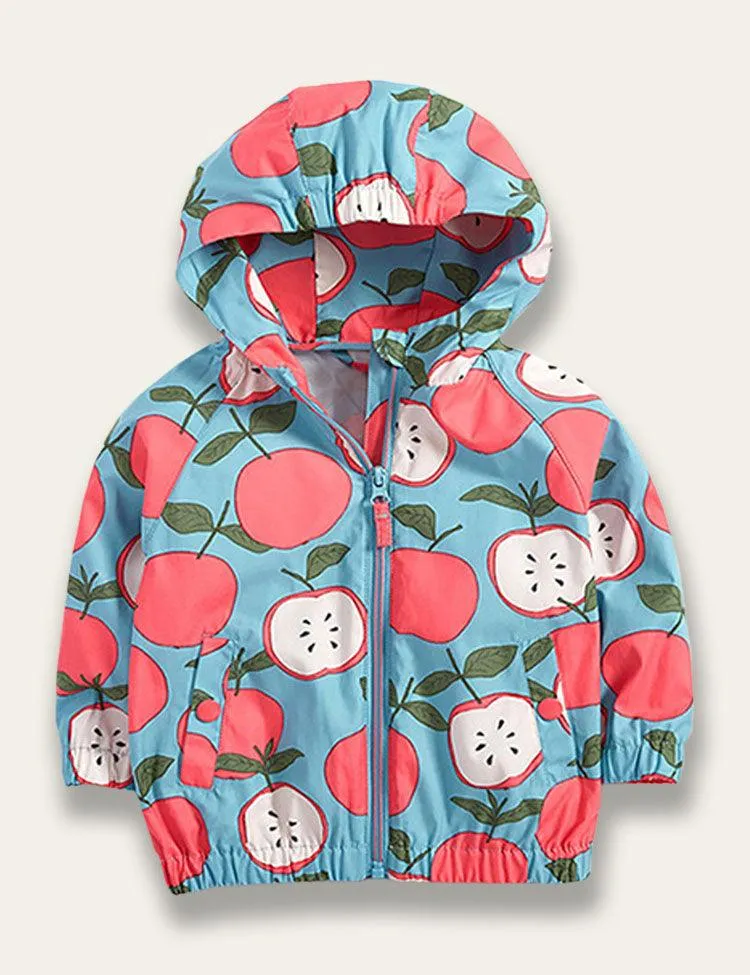 Apple Print Hooded Coat