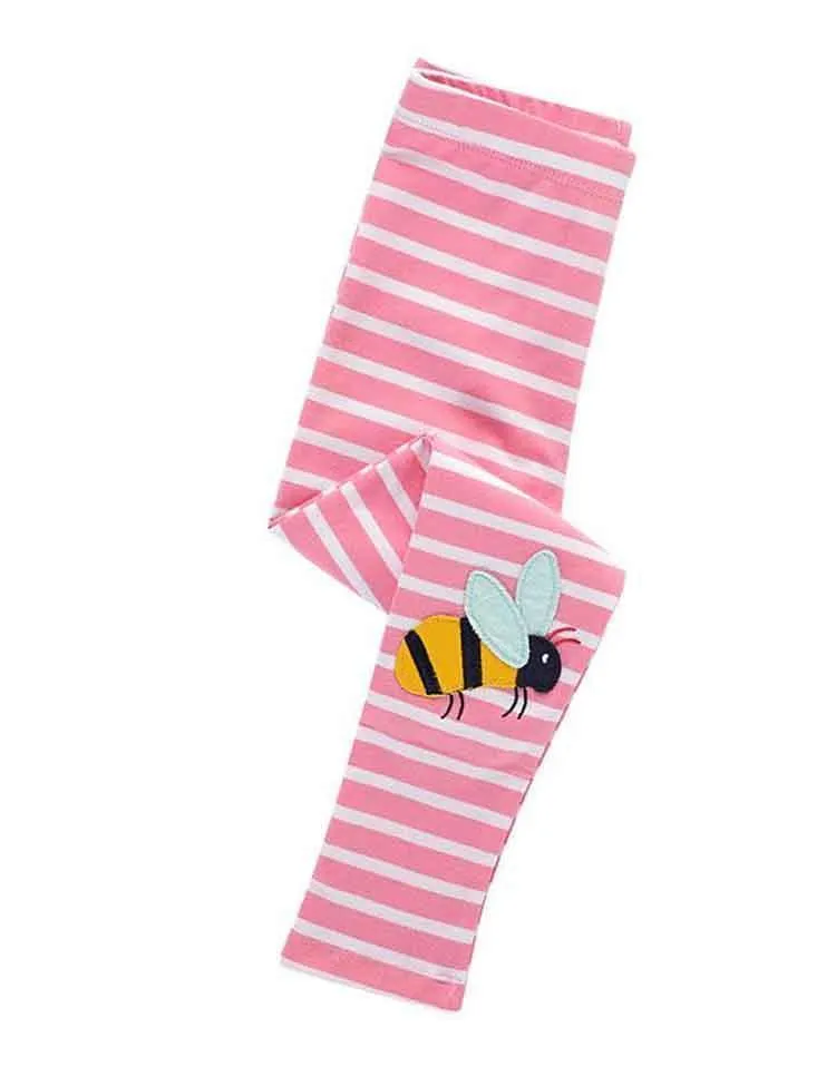 Bee&Flower Appliqué Knitted Striped Leggings - Image 4