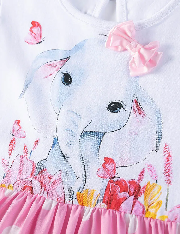Baby Elephant Bow Printed Dress - Image 4