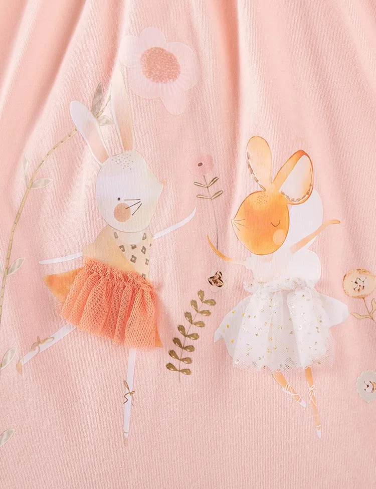 Ballet Bunny Appliqué Long Sleeves Dress - Image 2