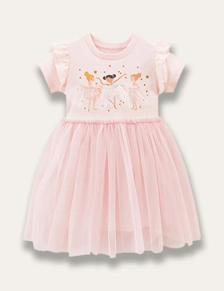 Ballet Girl Printed Tulle Dress