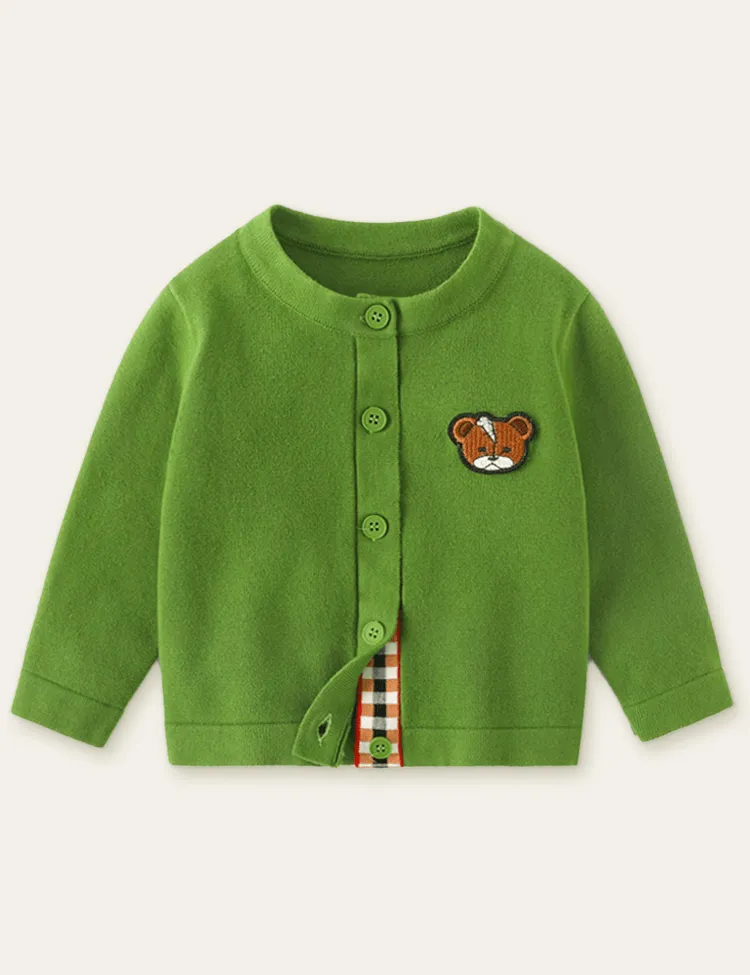 Bear Embroidery Sweater Cardigan - Image 2