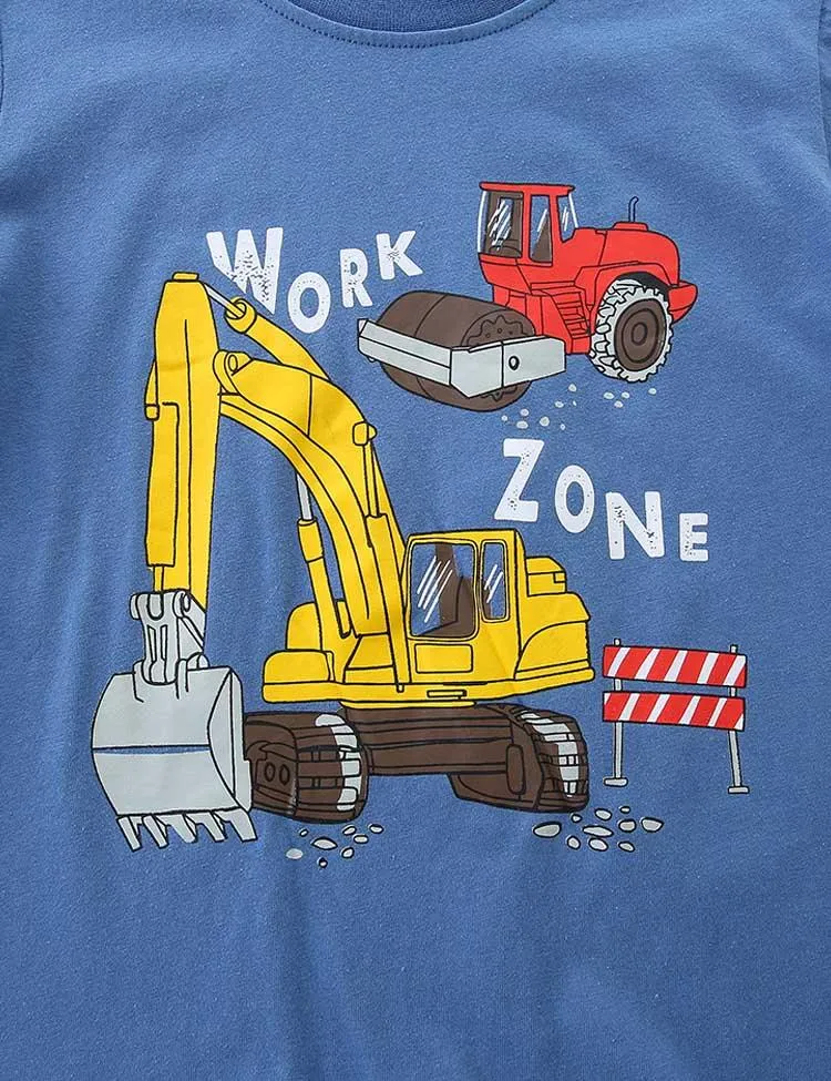 Blue Excavator Print T-shirt - Image 2