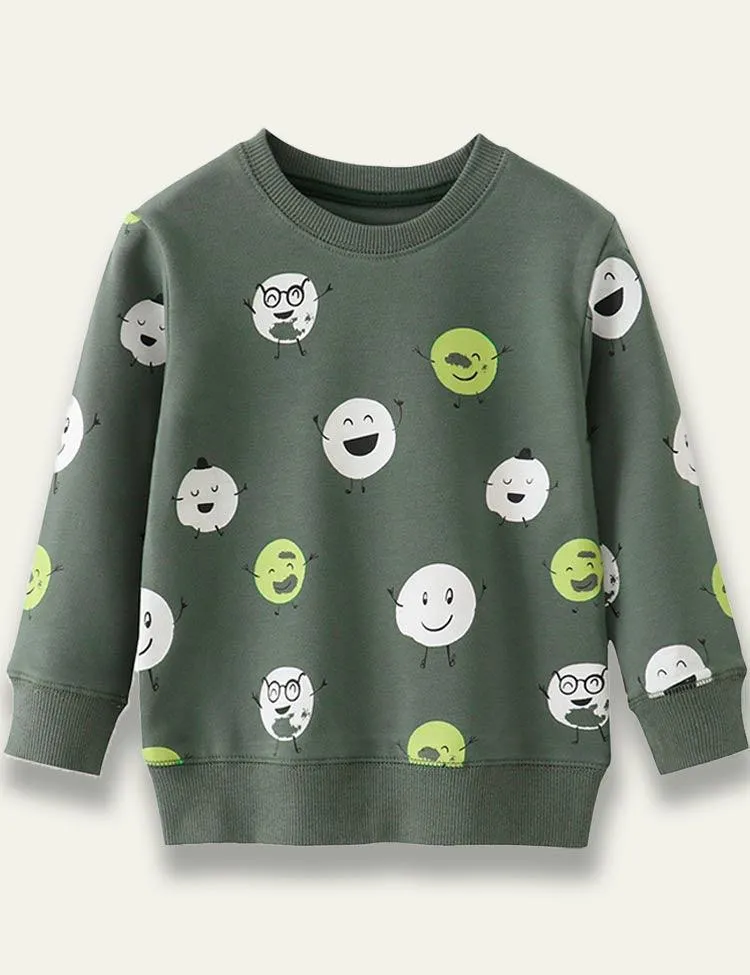 Little Cartoon Man Cotton Sweatshirt