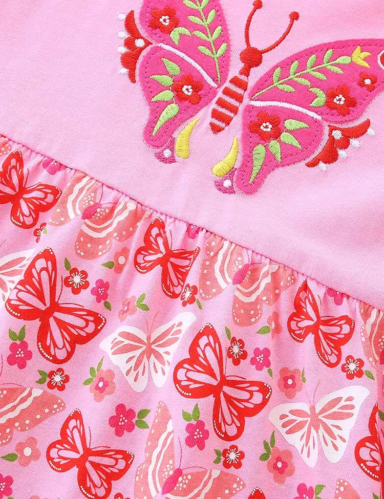 Butterfly Embroidered Long-sleeved Dress - Image 3