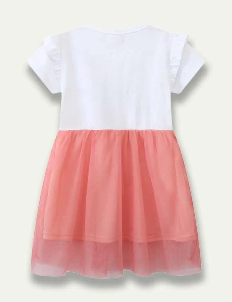Butterfly Embroidered Short Sleeve Tulle Dress - Image 2