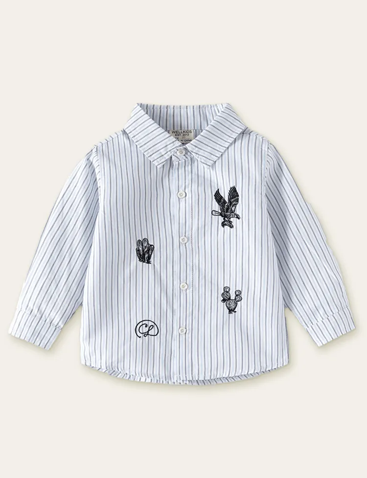 Cactus Embroidered Long Sleeve Shirt
