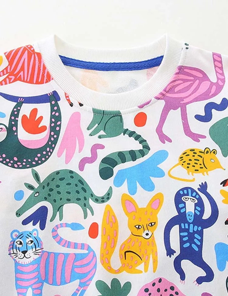 Cartoon Animal Printed Sweatshirt - Image 2
