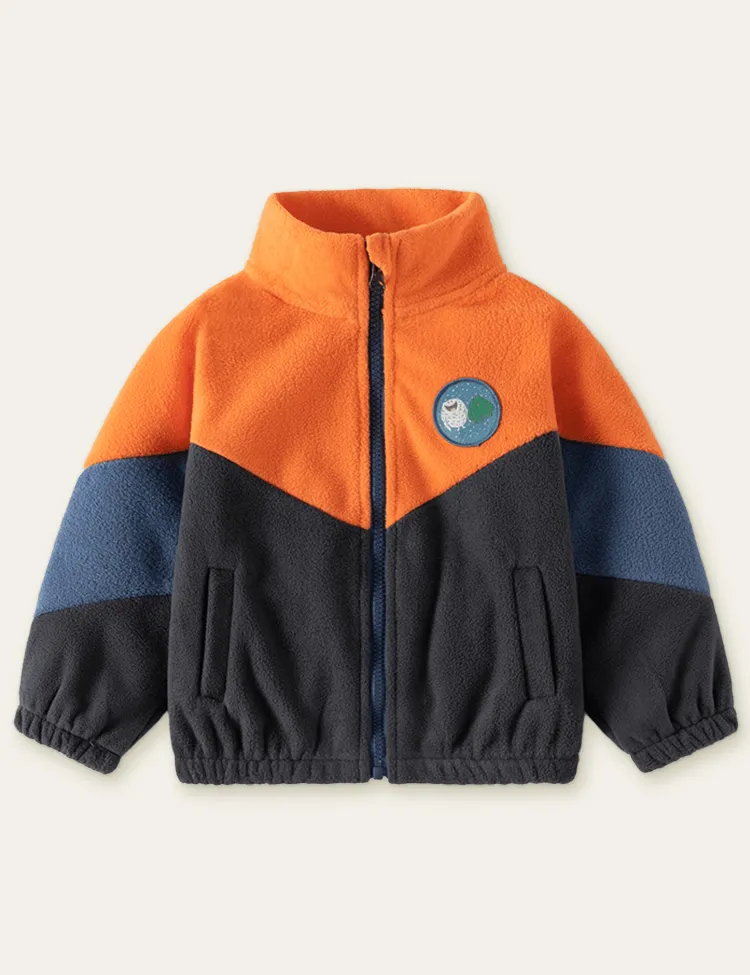Cartoon Bighead Carp Appliqué Polar Fleece Jacket