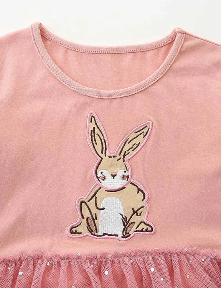 Cartoon Bunny Appliqué Tulle Dress - Image 4