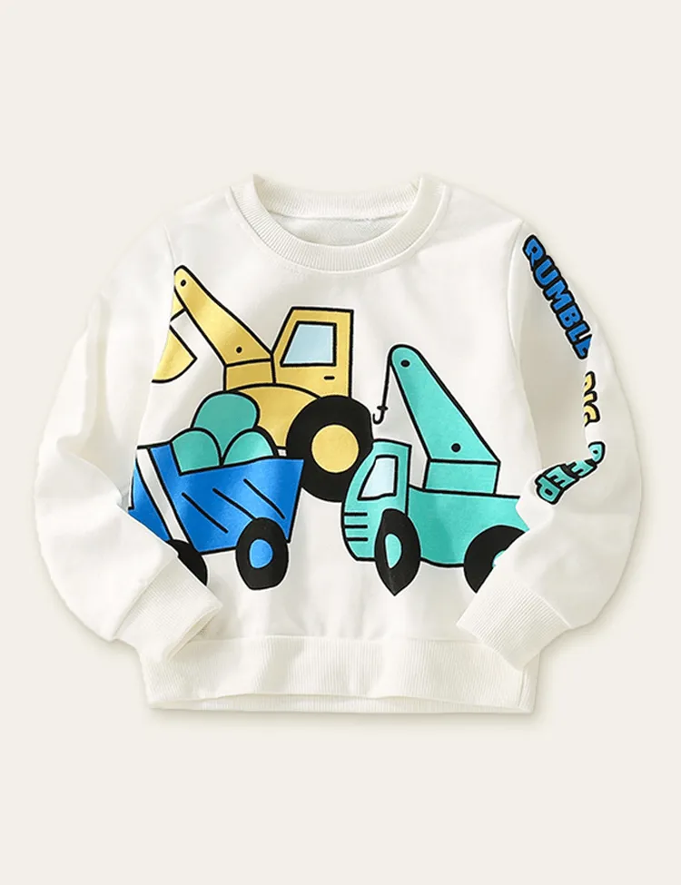 Cartoon Car Printed Long-Sleeved T-shirt - Image 2