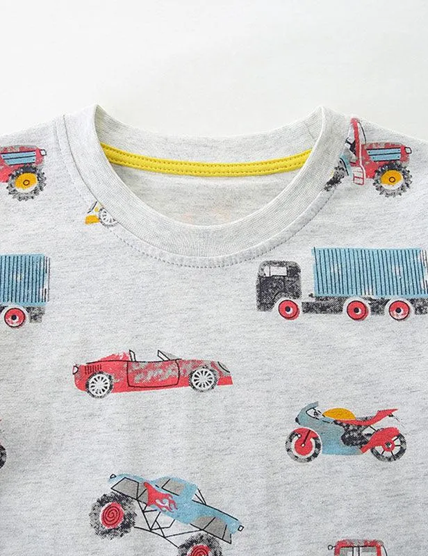 Cartoon Car Printed T-Shirt - Image 3