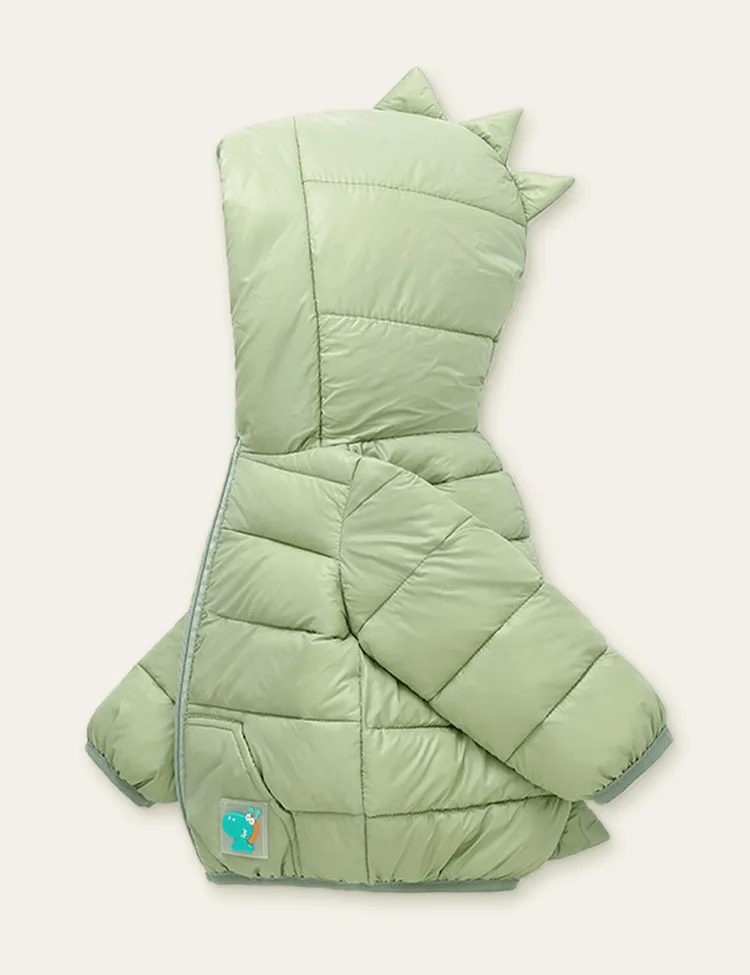 Cartoon Dinosaur Printed Zipper Design Coat - Image 4