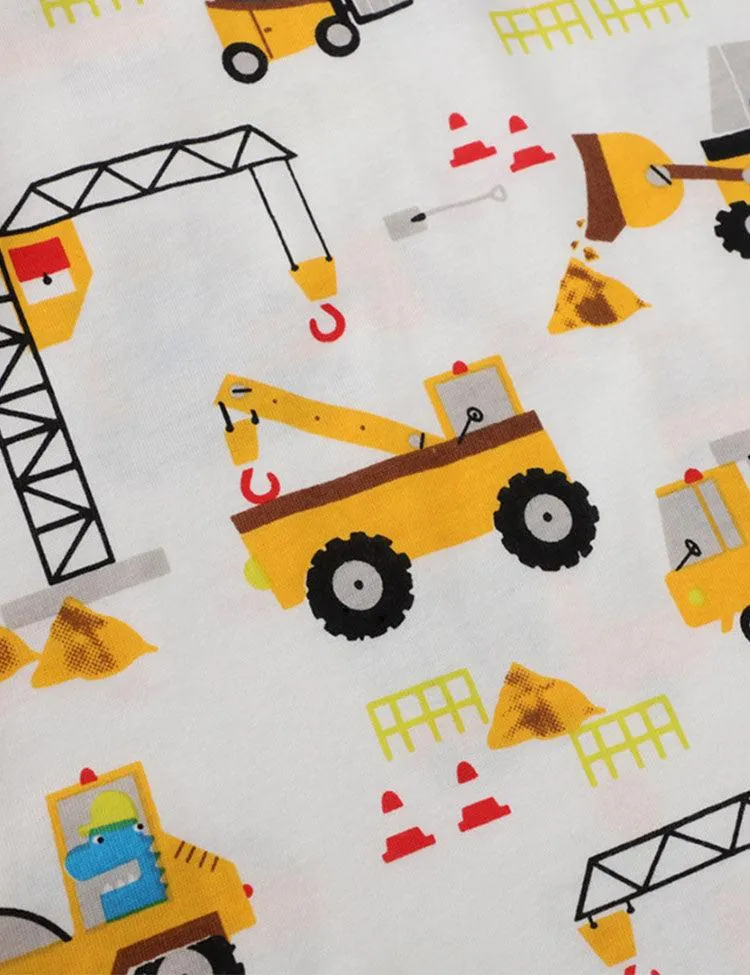 Cartoon Excavator Printed T-shirt - Image 3
