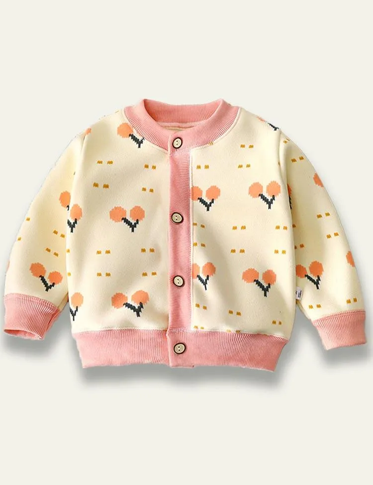 Cartoon Flower Plaid Cardigan - Image 5