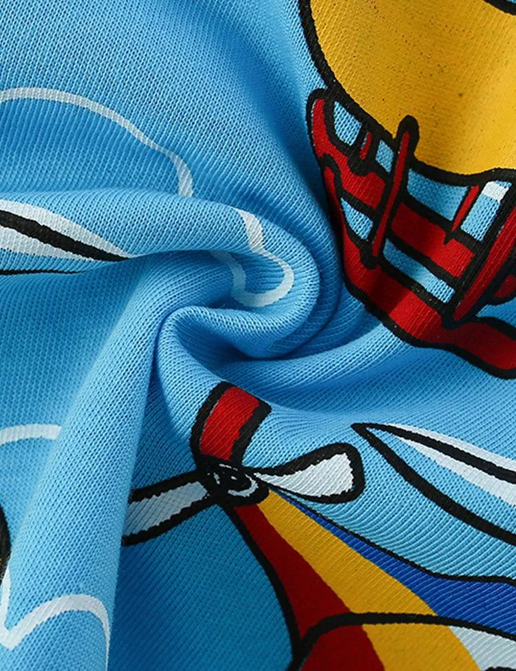 Cartoon Helicopter Full Printed Long-Sleeved T-shirt - Image 4