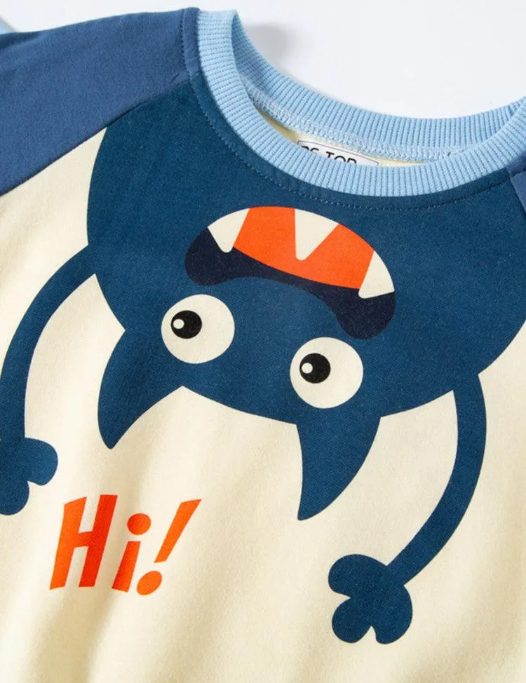 Cartoon Monster Printed Sweatshirt - Image 3