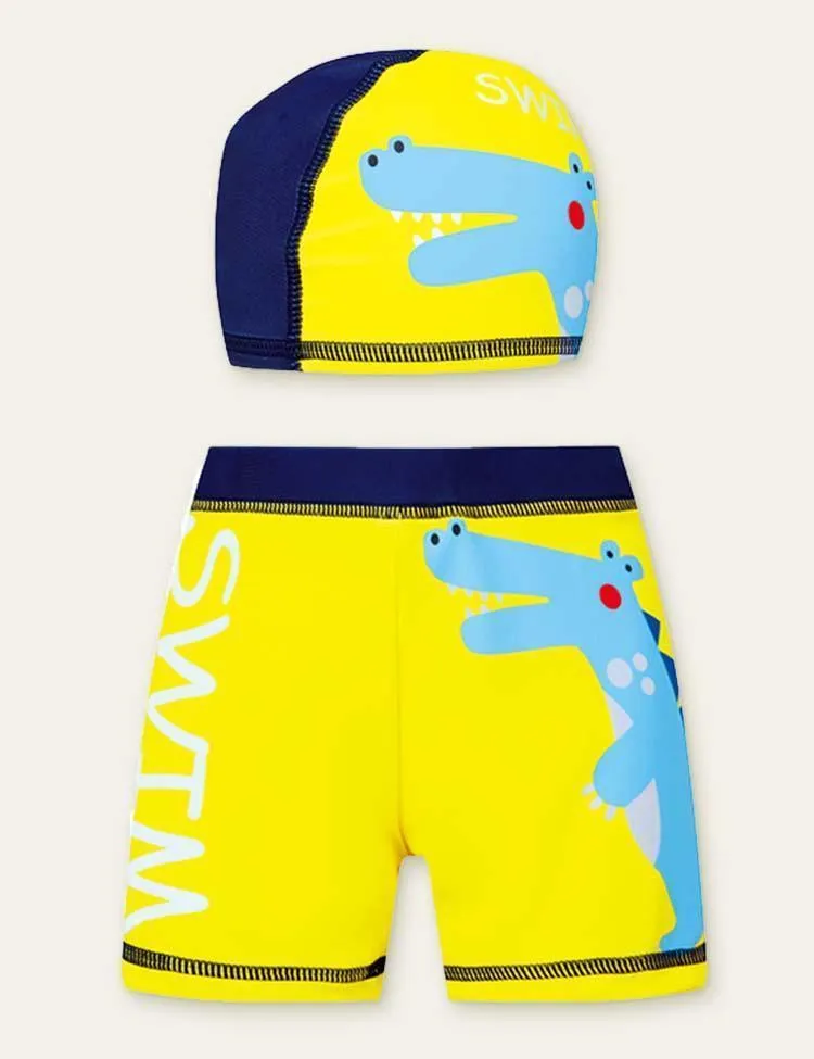 Cartoon Swimming Shorts + Swimming Cap - Image 2