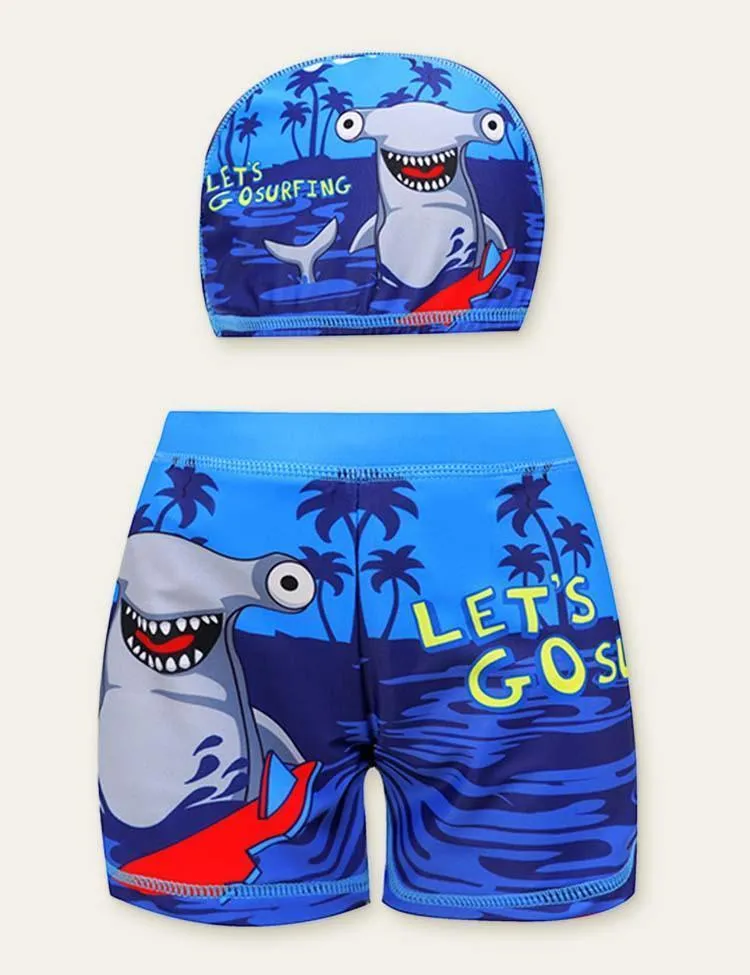 Cartoon Swimming Shorts + Swimming Cap - Image 3