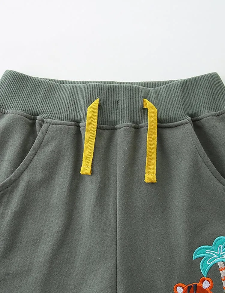 Cartoon Tiger Embroidered Shorts - Image 3