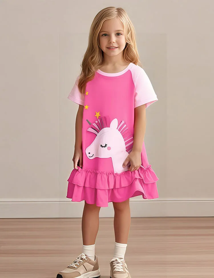 Cartoon Unicorn Appliqué Dress - Image 2