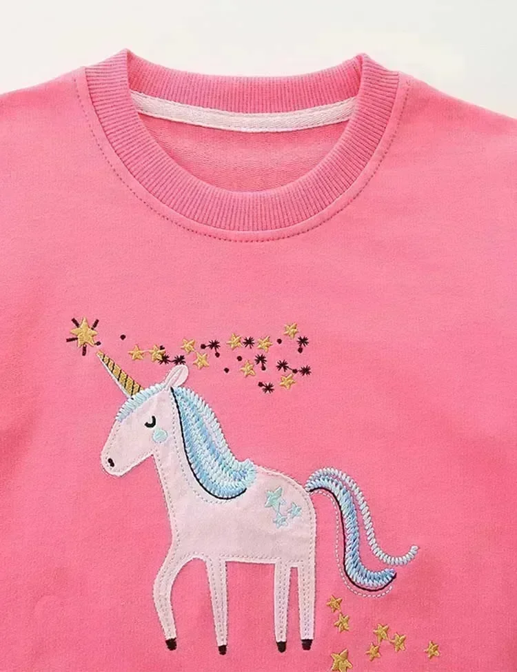 Cartoon Unicorn Appliqué Sweatshirt - Image 3