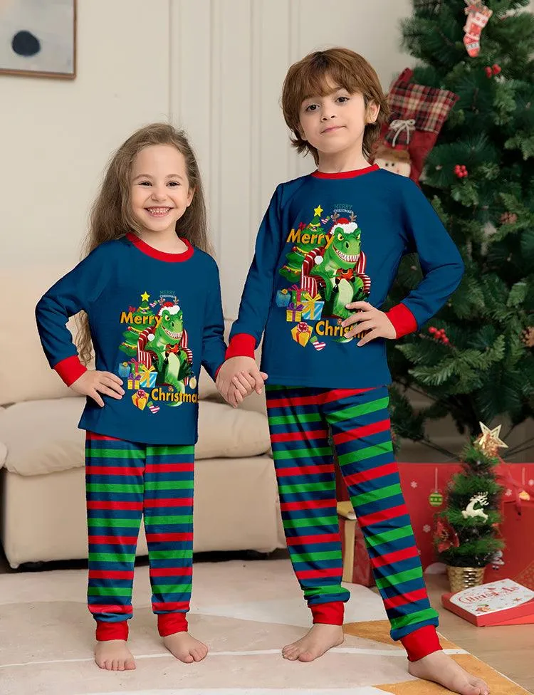 Christmas Cartoon Tyrannosaurus Printed Family Matchting Pajamas - Image 3