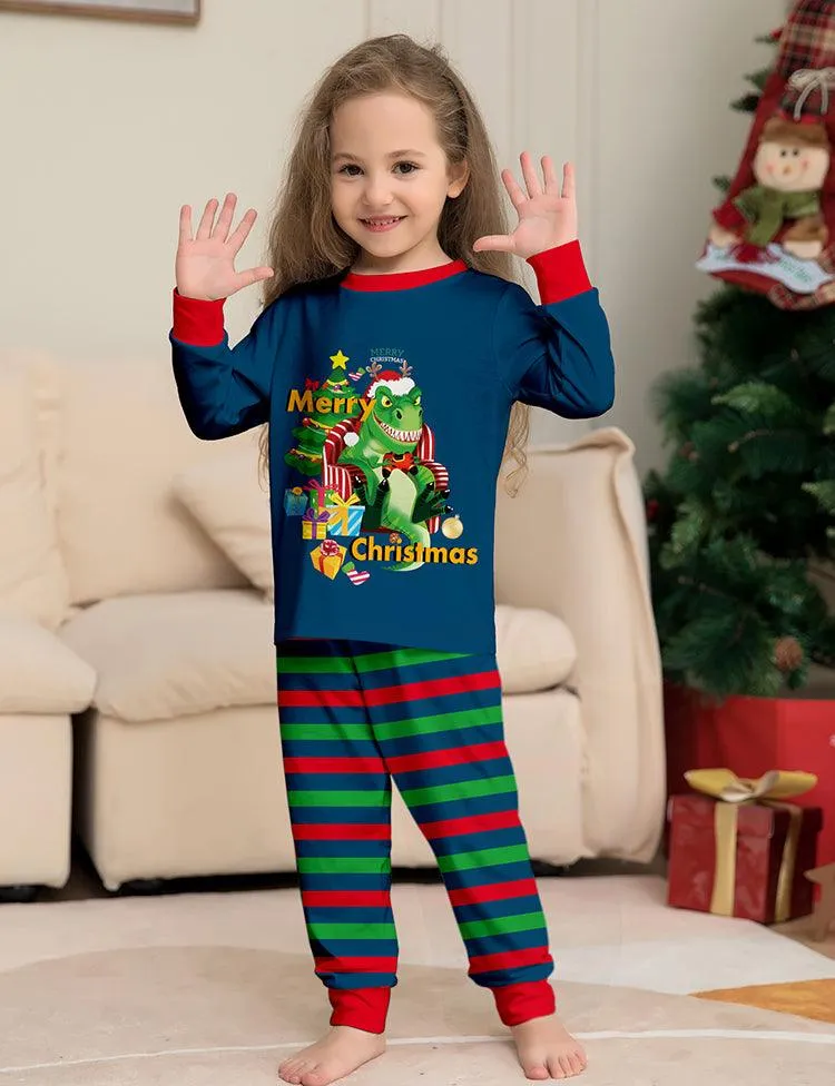 Christmas Cartoon Tyrannosaurus Printed Family Matchting Pajamas - Image 5