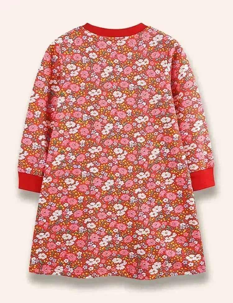 Christmas Santa Claus Appliqué Floral Dress - Image 2