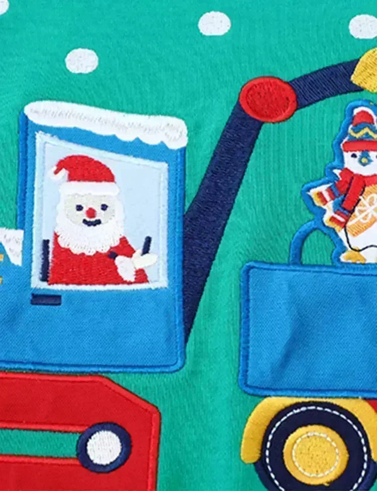 Christmas Santa Claus Excavator Appliqué Sweatshirt - Image 3