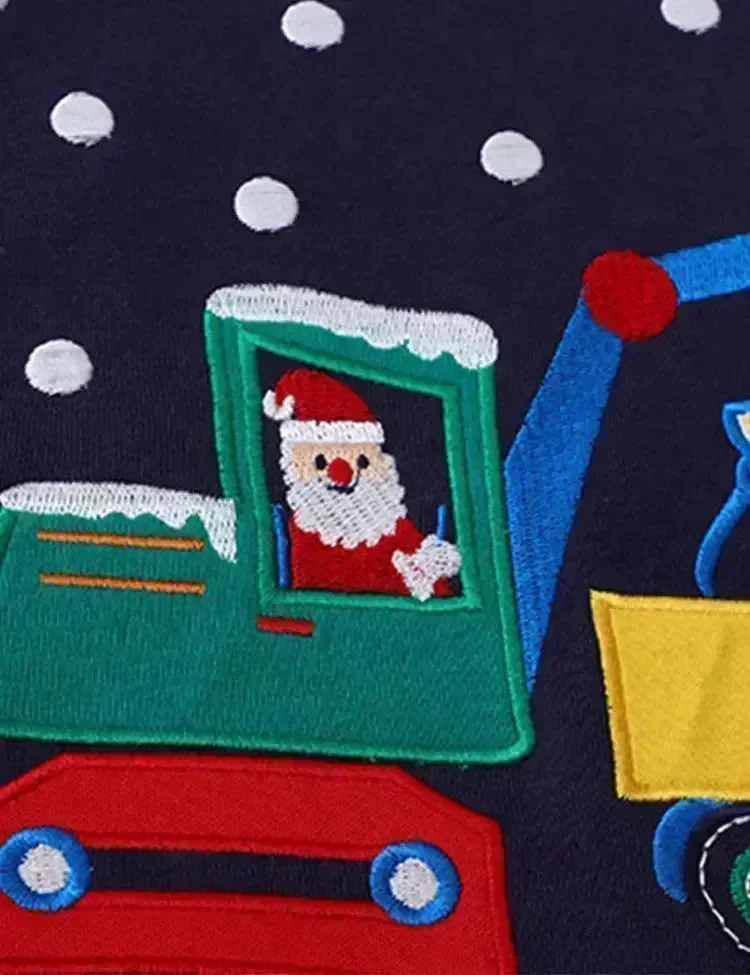Christmas Santa Claus Excavator Appliqué Sweatshirt - Image 5