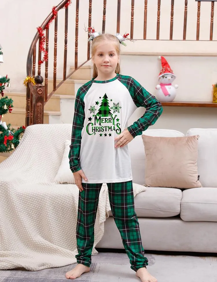 Christmas Tree Plaid Letters Printed Family Matching Pajamas - Image 3