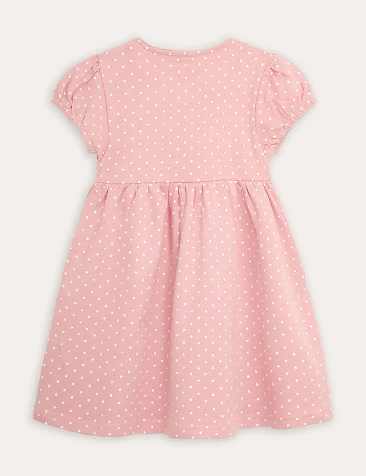 Coral Pink Giraffe Appliqué Button Front Dress - Image 2