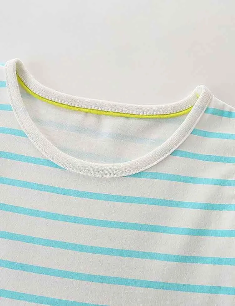 Coral Print Striped Sleeveless Dress - Image 2