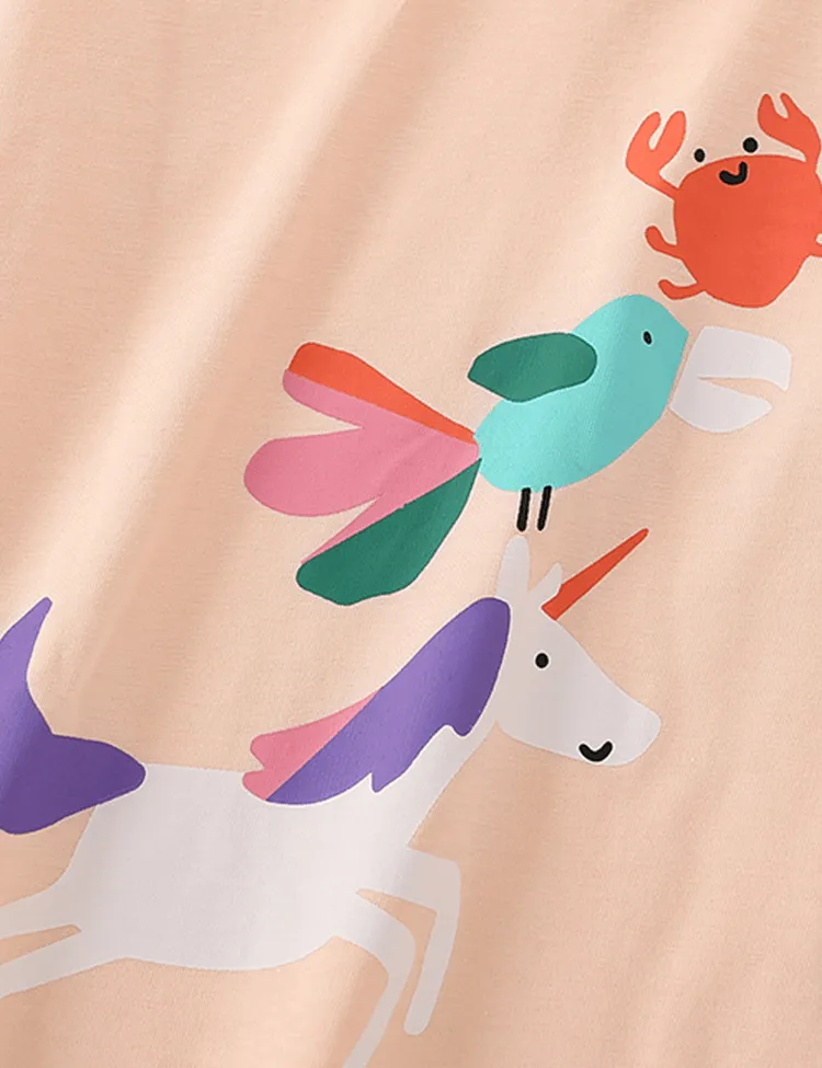 Crab and Unicorn Printed Long Sleeve T-shirt - Image 2