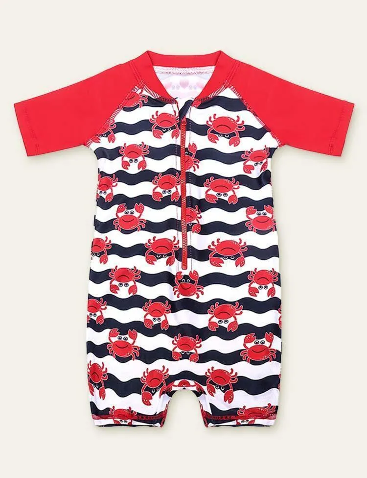 Crab Whale Printed Swimsuit
