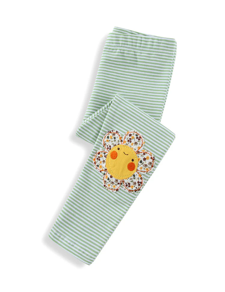 Cute Bee Flower Applique Leggings - Image 3