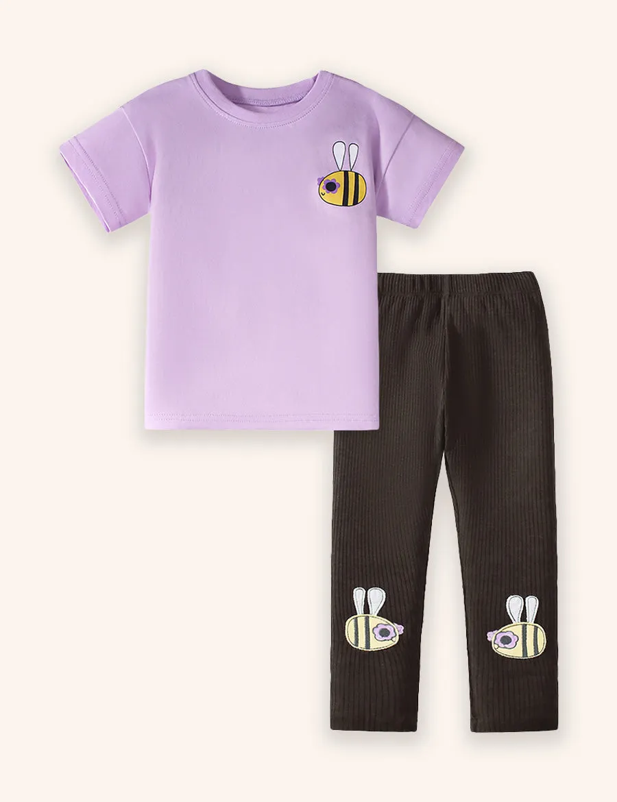 Cute Bee Printed T-shirt Set