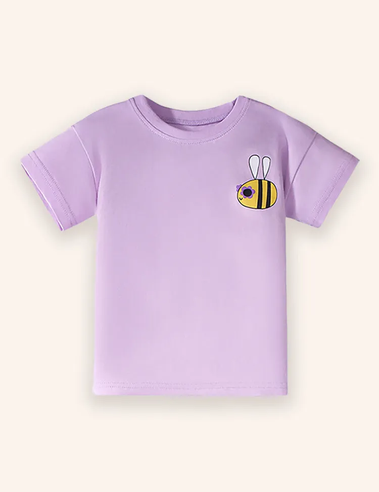 Cute Bee Printed T-shirt Set - Image 2