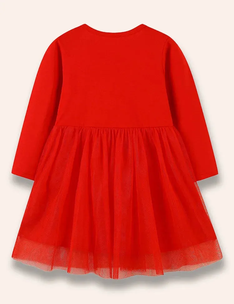 Cute Birdy Embroidered Tulle Dress - Image 3