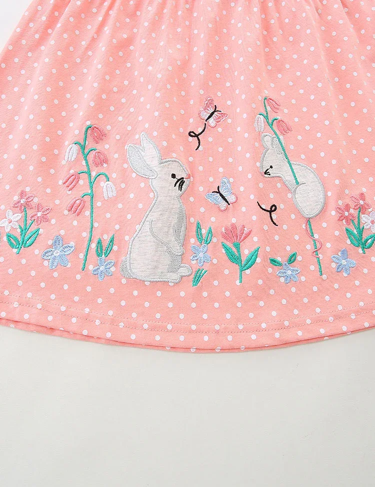 Cute Bunny Applique Long Sleeve Dress - Image 2