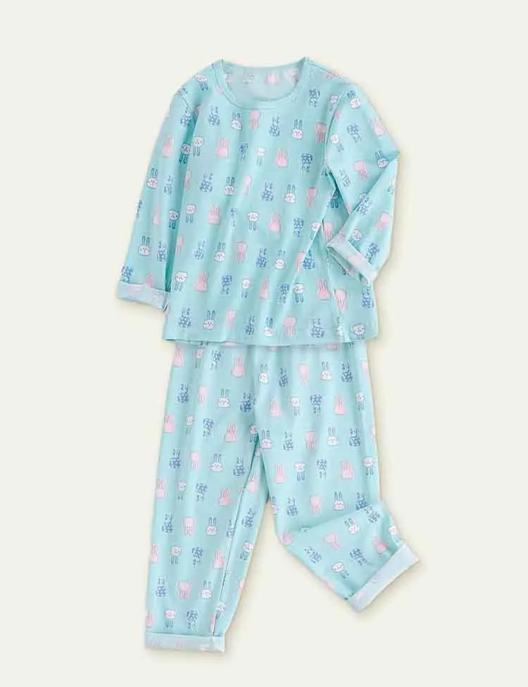 Cute Cartoon Printed Long-Sleeved Cotton pajamas