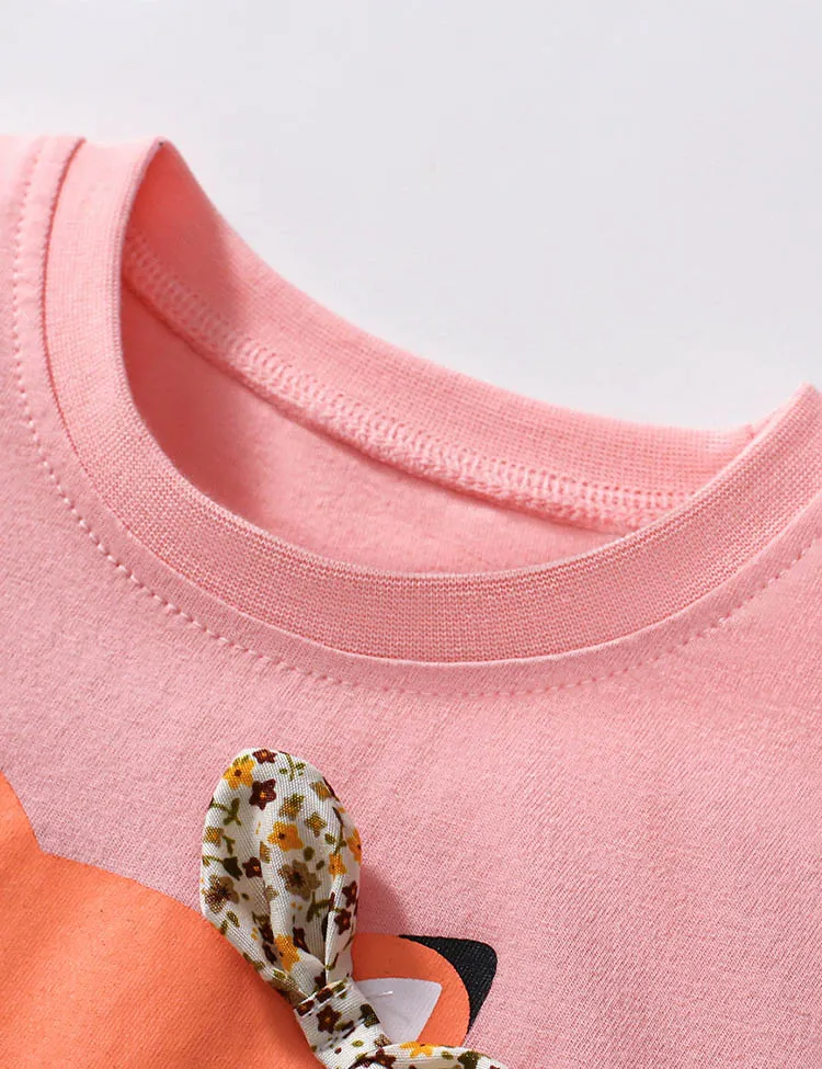 Cute Fox Printed Ruffled T-Shirt - Image 3