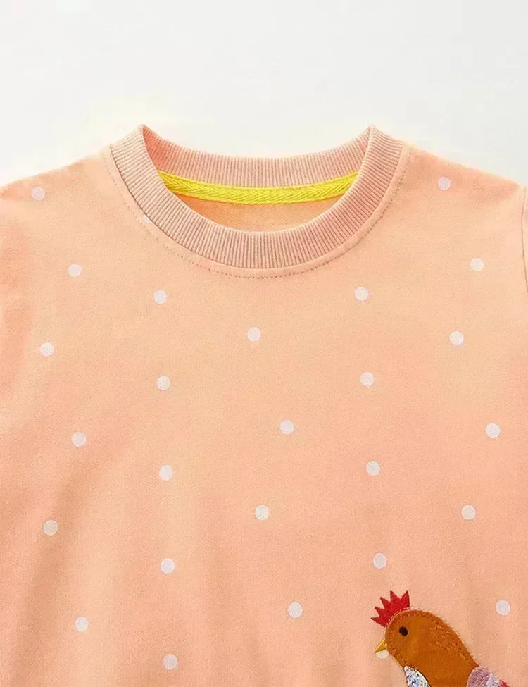 Cute Hen Chicken Appliqué Sweatshirt - Image 2